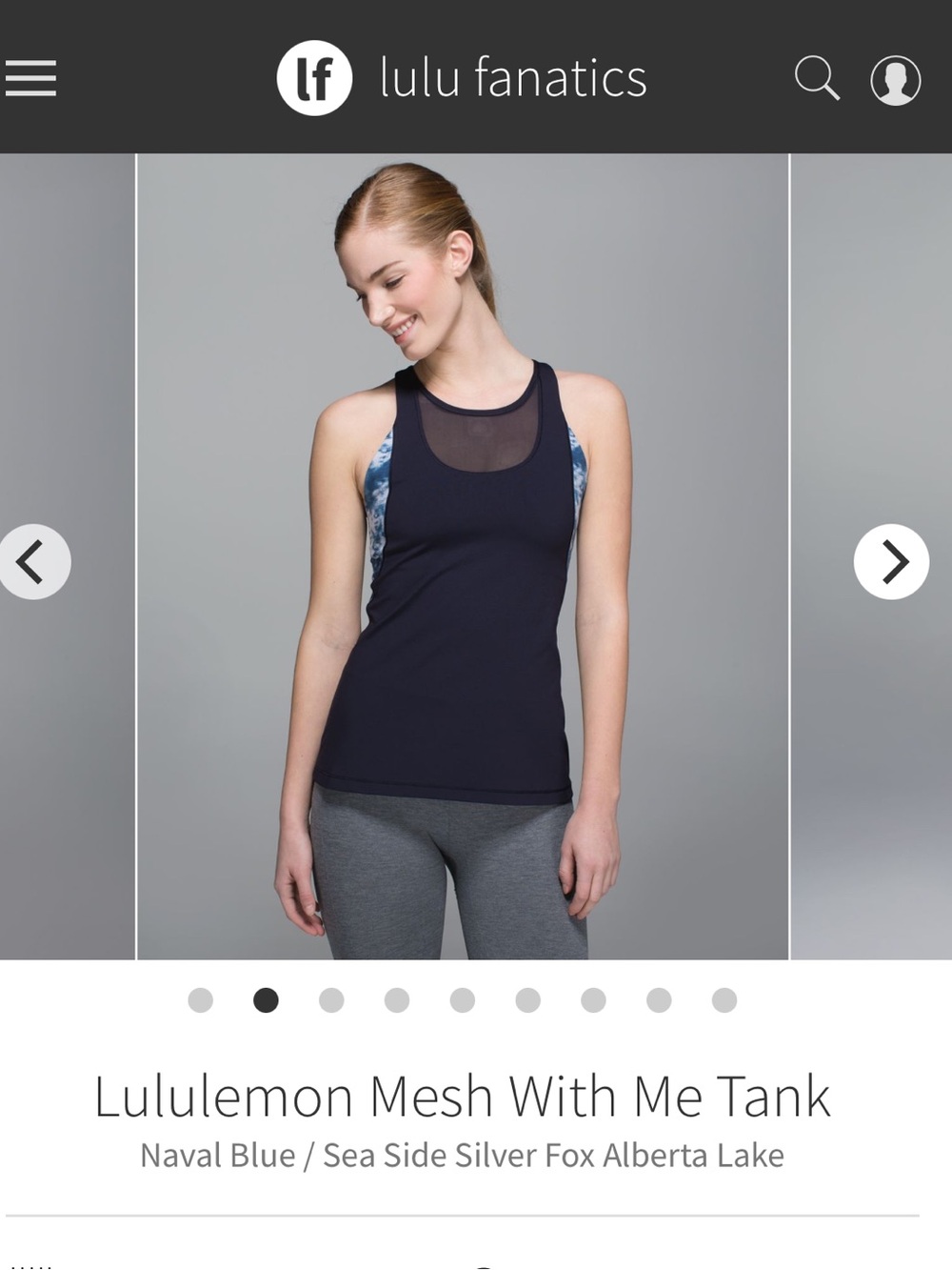 Lululemon high neck Navy mesh Tank (like new)